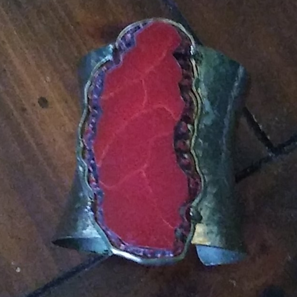 Red turquoise unique bracelet